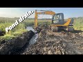 Draining Huge Pond With Excavator