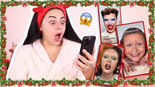 فلاتر تيك توك للأعياد تتحكم بمكياجي 😱🎄 | النتيجة 