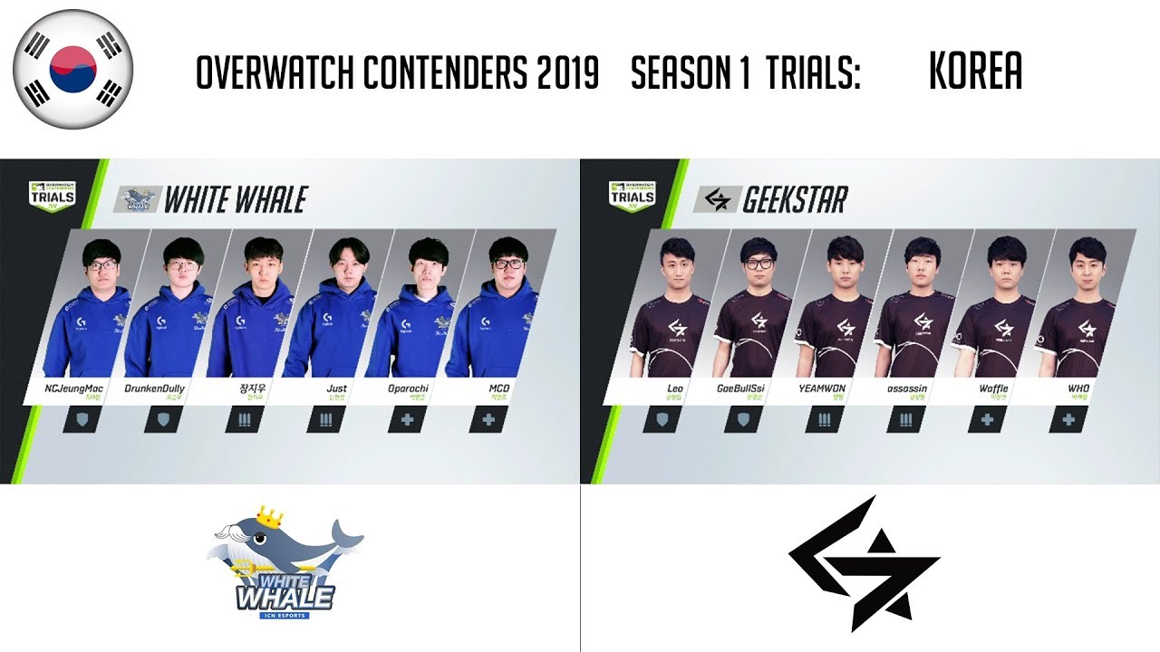[KR] White Whale Incheon E-Sports vs GEEKSTAR (Part 1) | OWC 2019 S1 Trials: Korea
