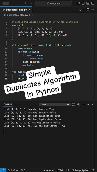 Simple Duplicates Algorithm in Python #python #coding #programming ...