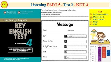 KET 4 Listening Part 5 Test 2 (Transcript + Key)