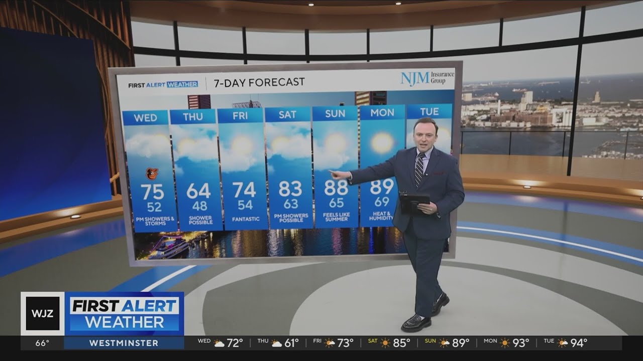 Storm and rain chances return to Maryland on Wednesday - YouTube