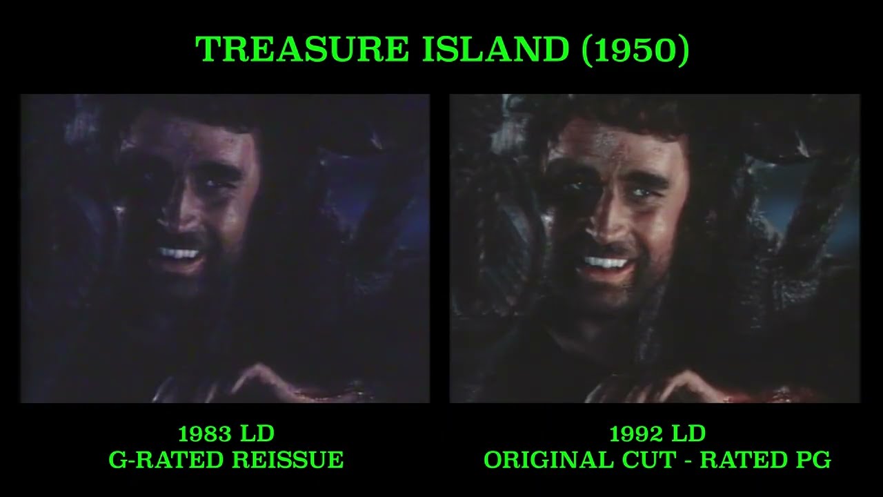 G to PG cuts of TREASURE ISLAND 1950 Disney laserdisc comparison 3 of 3