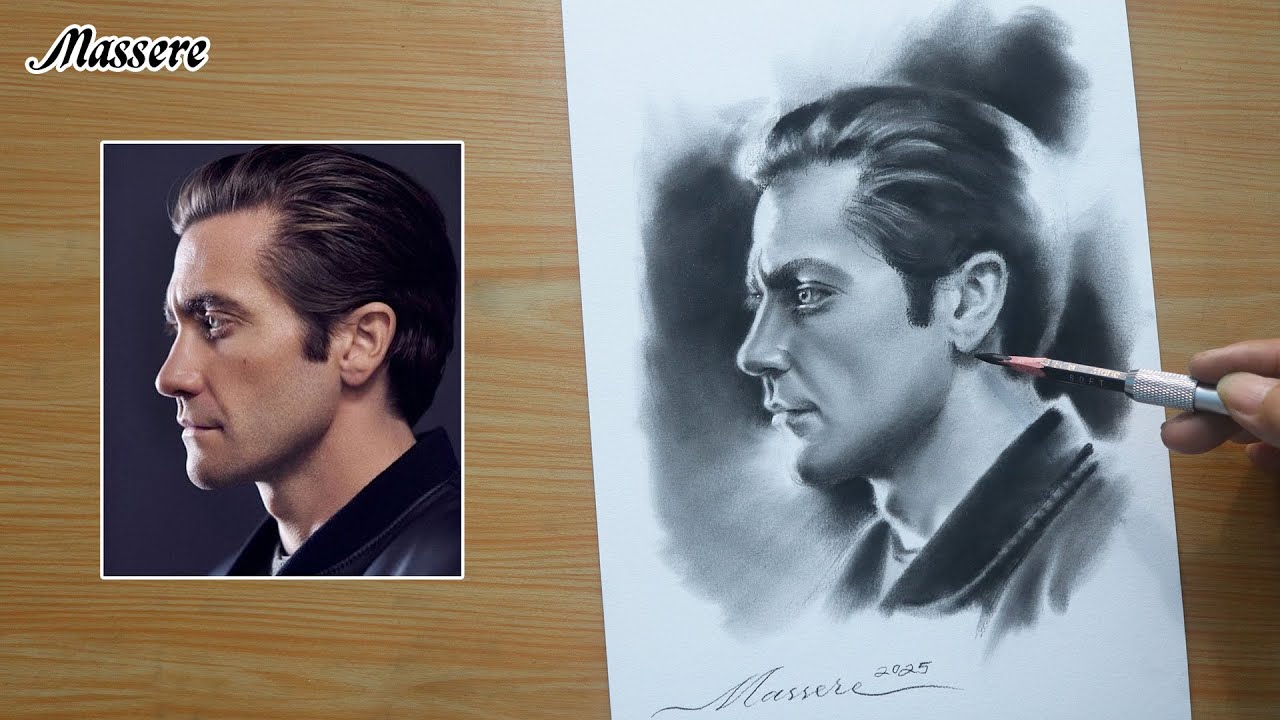 How to Draw Portrait Human Face Jake Gyllenhaal Pencil Drawing Step by Step for Beginners