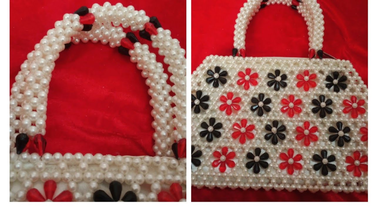 How to make a beaded bag in hindi @creativemind-p #beadedbag #handmadebag  #part1 #pearlsbag
