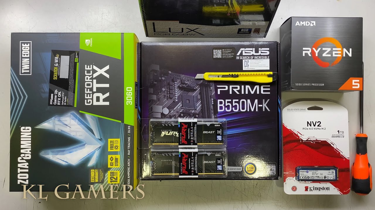 AMD Ryzen 5 X ASUS PRIME BM K ZOTAC RTX TWIN EDGE White Gaming  PC Build TECWARE VXN