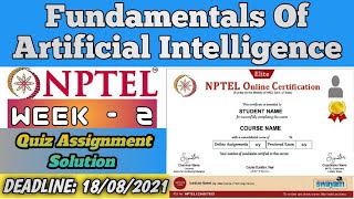 NPTEL 2021: Fundamentals Of Artificial Intelligence Week 2 Quiz Answers Assignment 2 Solutions