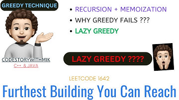 Furthest Building You Can Reach | What is Lazy Greedy | Recursion | Memoization | Leetcode 1642