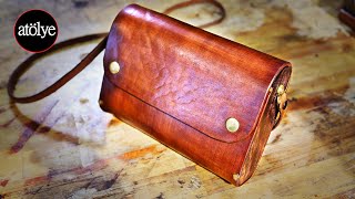 Making a Handmade leather and wood bag | Minimalist leather Handbag