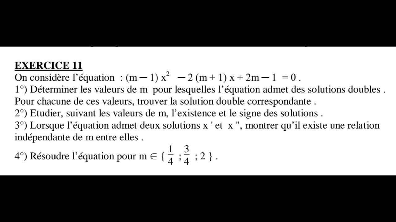 Equation paramétrique (discussion suivant m)