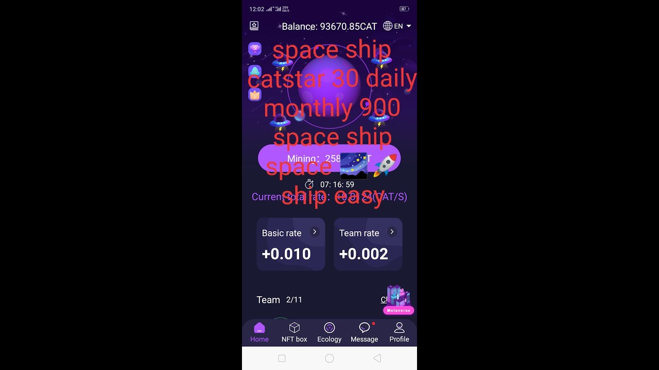 CATSTAR space ship 30 ships daily easy way |Space ship 900 monthly |cat |Catstar withdrawal usdt |