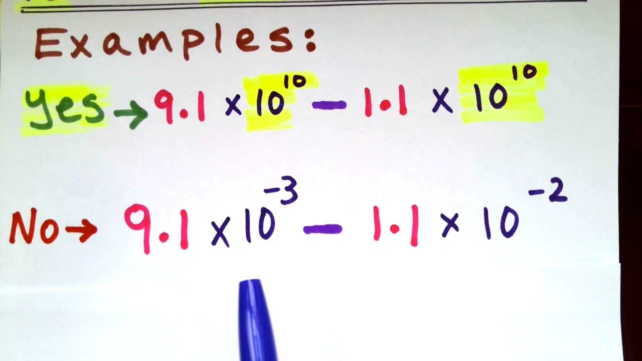 Part 10 "Scientific Notation Find the Difference example #1 Same Exponents" GED Math EXAM