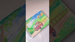 Easy Landscape Painting 🎨#shorts #shortvideo#viralvideo #trendingshorts#drawing#art #artisticalisha