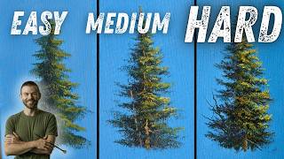 Beginner vs Expert: 3 Evergreen Trees Oil Painting