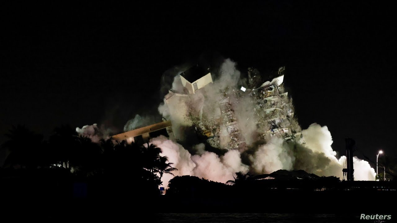 Derrumbe controlado del edificio colapsado en Surfside