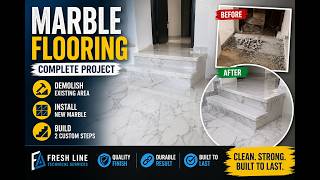 Full Marble Flooring Work | Demolition to Final Finish | FLTech