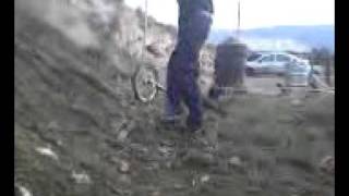 BMX bike jump off roof fail