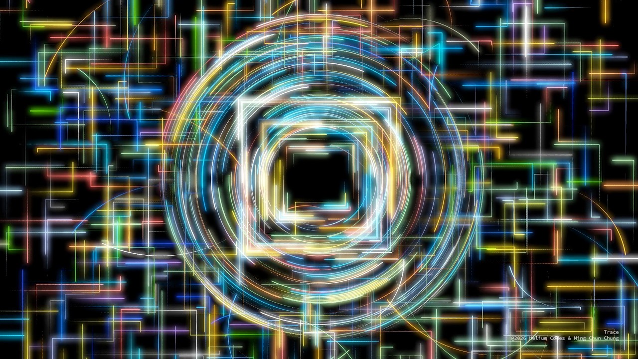 Trace.Peaceful generative digital Art.Calming VFX.Relax Music.Mindful animation.3D VJ loop animation