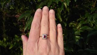A vintage ruby and diamond rectangular cluster ring