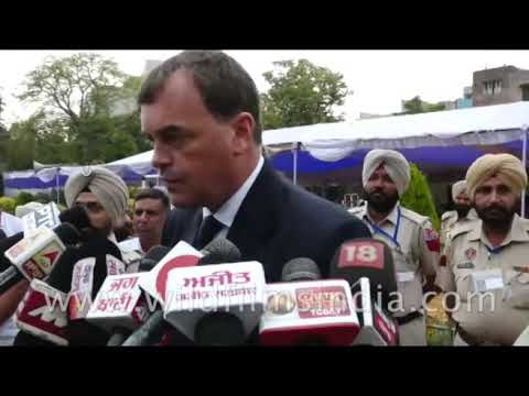 tibetan terrier Asquith lays a wreath at the Jallianwala Bagh memorial in Punjab
