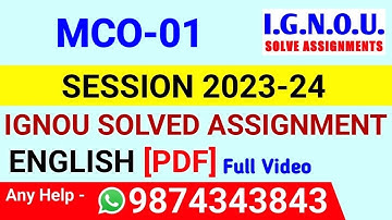MCO 1 Solved Assignment 2023-24 English, MCO 1 Solved Assignment 23-24, MCO-01 Assignment