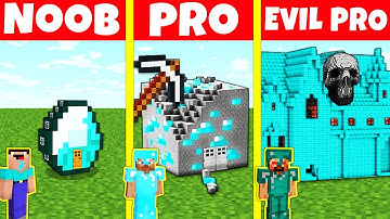 Minecraft Battle: NOOB vs PRO vs EVIL PRO: DIAMOND HOUSE BUILD BASE CHALLENGE / Minecraft Animation