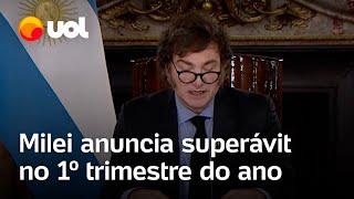 Milei anuncia superávit trimestral de 0,2% do PIB na Argentina