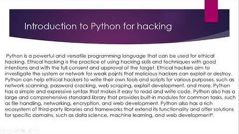 Part 1 : Introduction to python, Ethical hacking and setting up Environment.