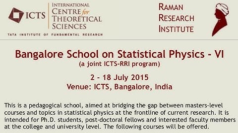 Introductory lectures on statistical physics -1 by  Sanjib Sabhapandit