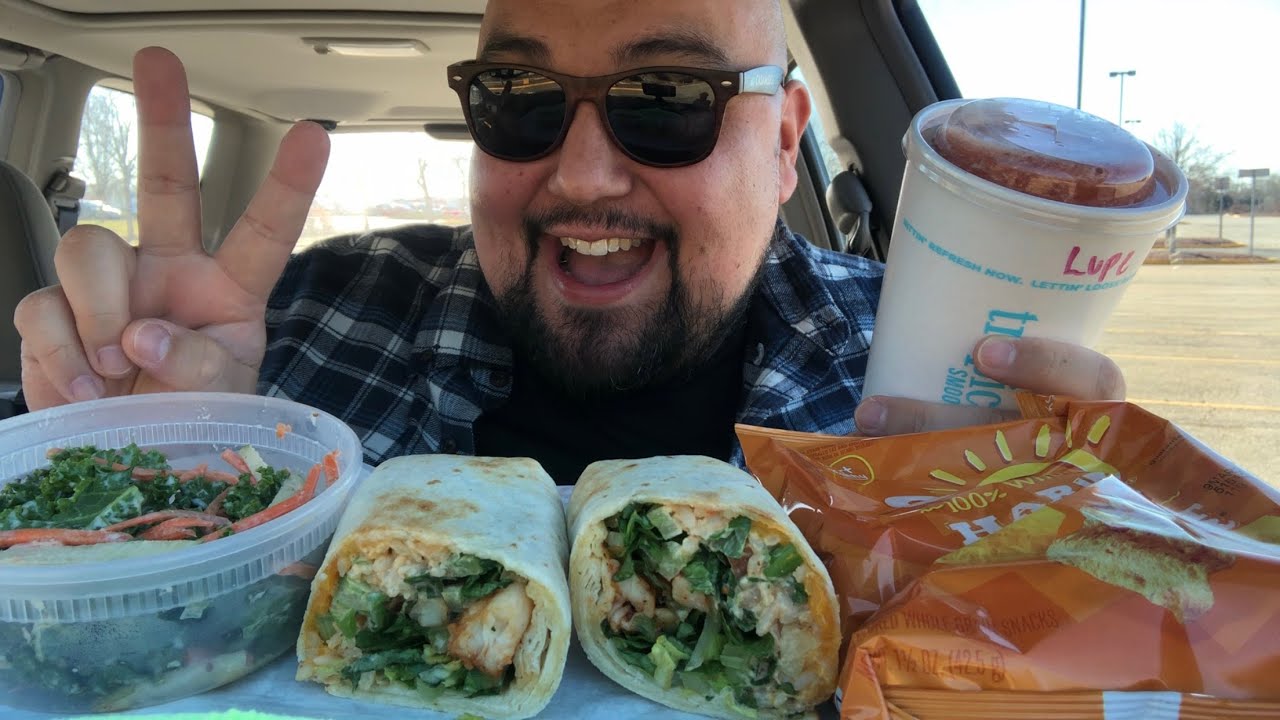 NEW Cajun Shrimp Wrap 🌯🍤 Hurricane Smoothie! Tropical Smoothie Cafe 🥤Mukbang Review