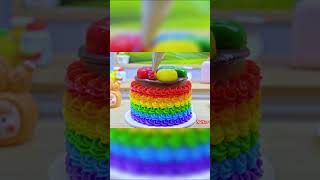Rainbow Donut Cake! #shorts #cake #minicake #smallcake #miniature #mini #cakes #rainbowcake #food