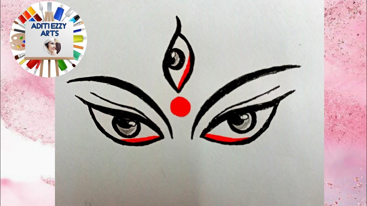 Durga maa eye Drawing || Very Easy Drawing maa Durga || Drawing for beginners - Step by step
