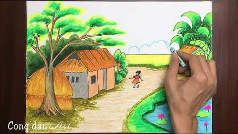 Vẽ tranh | Phong cảnh quê hương | Cách vẽ tranh phong cảnh đơn giản #159