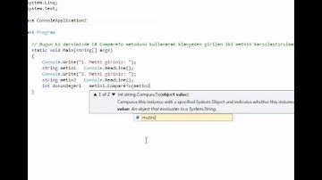 C# Hazır Metotlar CompareTo Metodu Kullanımı
