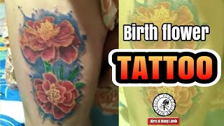 marigold tattoo - birth flower of my client