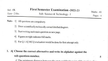 class -9th||science -1||first semester||Question paper||PDHMA||Maharashtra Board