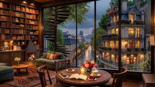 Peaceful Rainy Caf Meets Beautiful Jazz U0026 Warm Firelight  Perfect Ambience For Work U0026 Relaxation