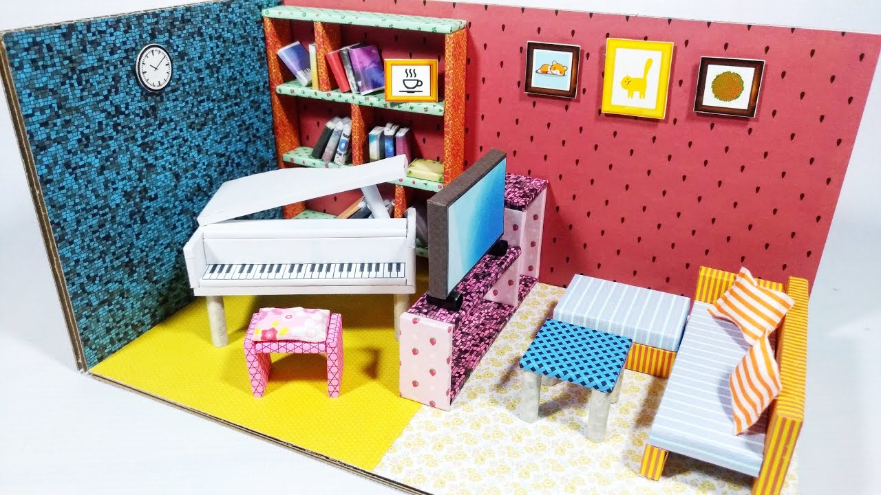 Living Room DIY Cardboard Beautiful Living Rooms with a Piano YouTube