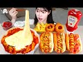 ASMR MUKBANG| 직접 만든 핫도그 치즈 떡볶이 먹방 & 레시피 FRIED CHICKEN AND Tteokbokki EATING