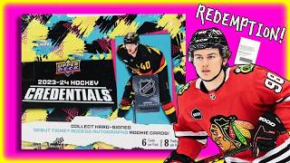 2023-24 Upper Deck Credentials Hockey Hobby Box Break! CONNOR BEDARD and a REDEMPTION!