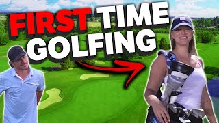 HER FIRST TIME PLAYING GOLF...