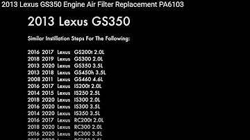 2013 Lexus GS350 Engine Air Filter Replacement PA6103