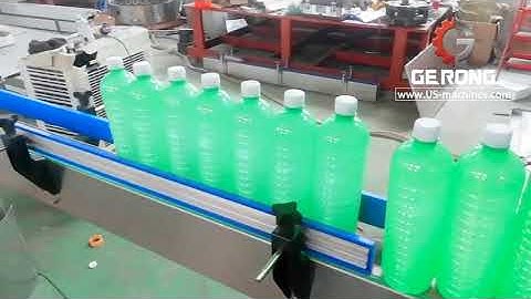 Automatic water PET plastic bottle filling capping machine testing video