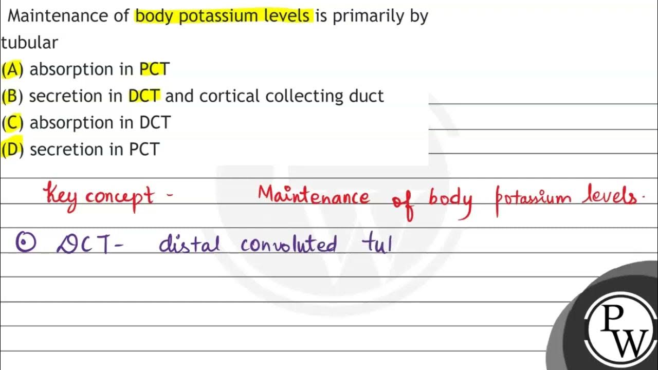Maintenance of body potassium levels is primarily by tubular (A