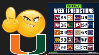 Miami Hurricanes football 247 got us JACKED UP way to early college week 1 score predictions 😡🤬🤬