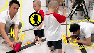 Dad Was Electrocuted,Cute Baby Comes To The Rescue With Wit!#family #father and son #funny#cutebaby