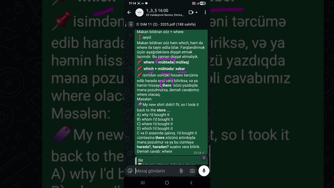 Adjective Clause mövzu və test izahı