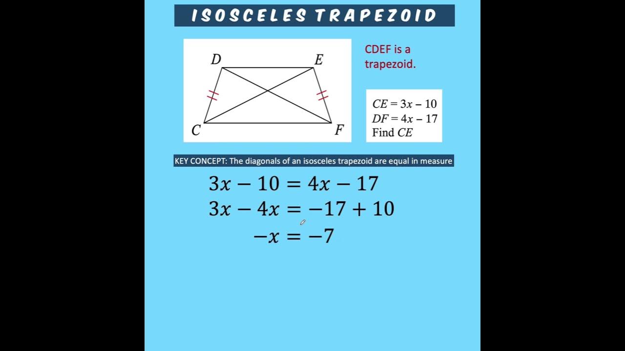 Isosceles trapezoid properties and problem solving shorts math 