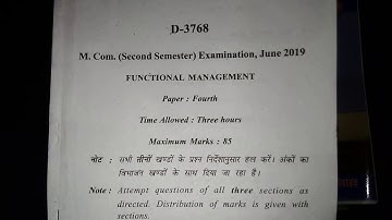FUNCTIONAL MANAGEMENT 2019 | MCom | 2nd Semester