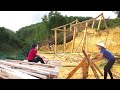 Start to finish woodworking and building log cabin  use manual winch build wooden house